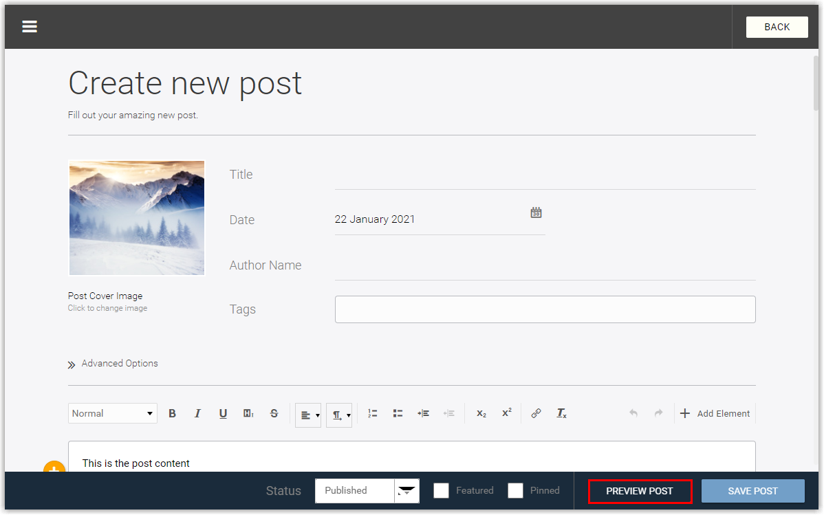 Click Preview Post to see what your post will look like