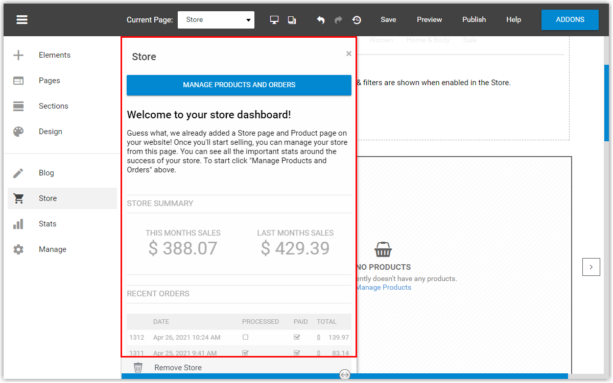Manage Ecommerce Store