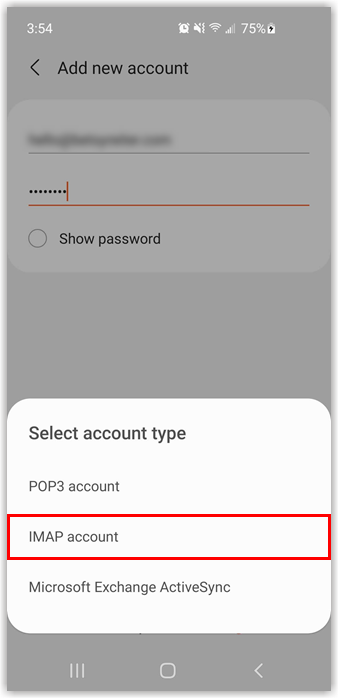 Choose your incoming server. IMAP or POP