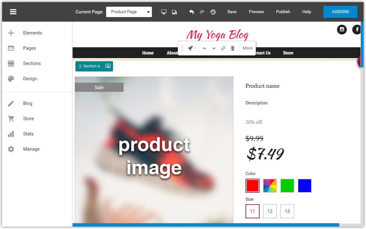 Begin on your site's Product page