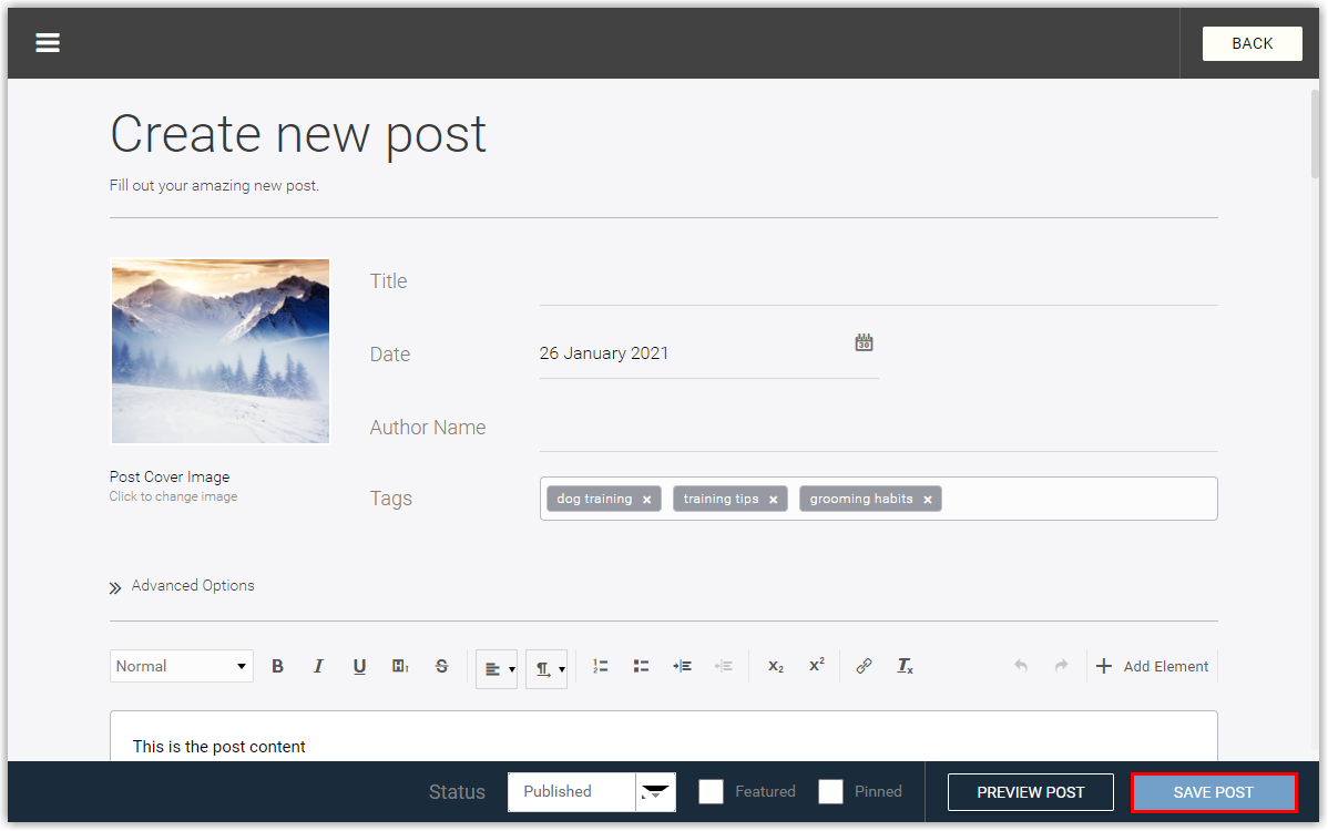 Click Save Post