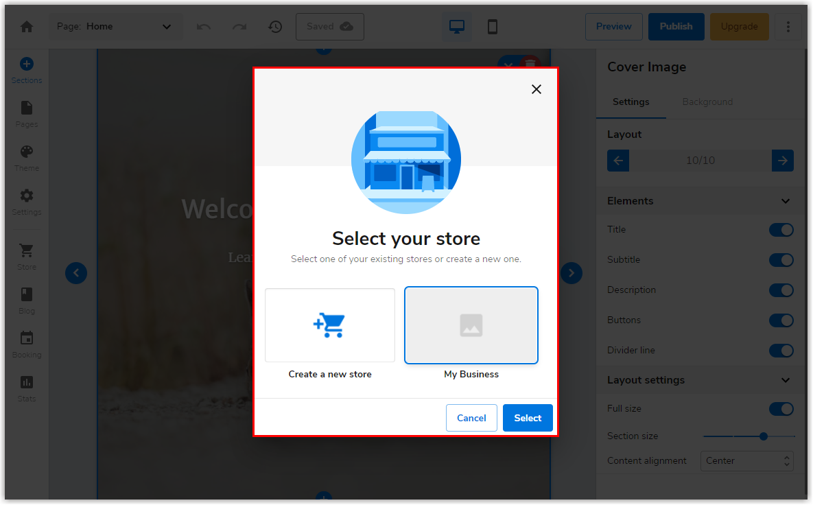 Select your store or Create new store