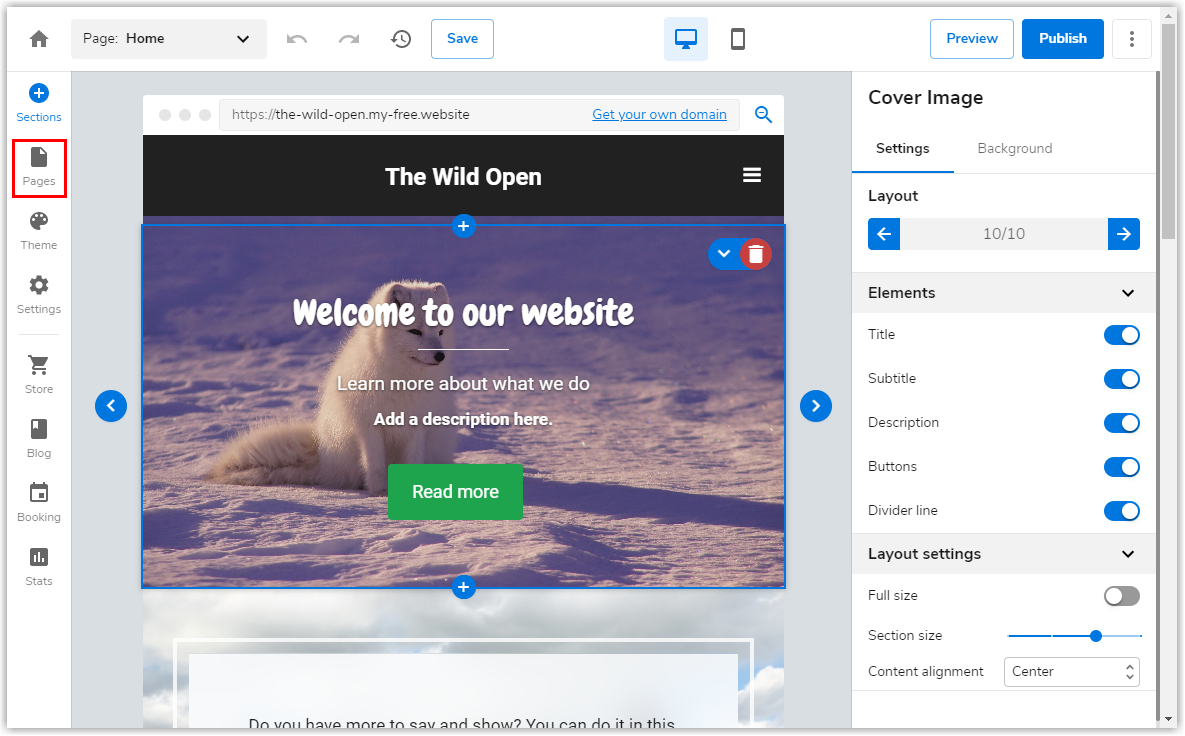 Click the Page icon