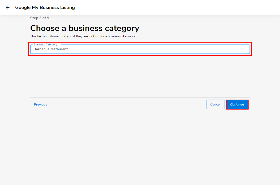 Enter the category your business operates