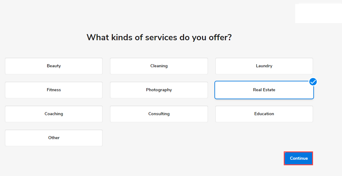 Select the closest category for the services