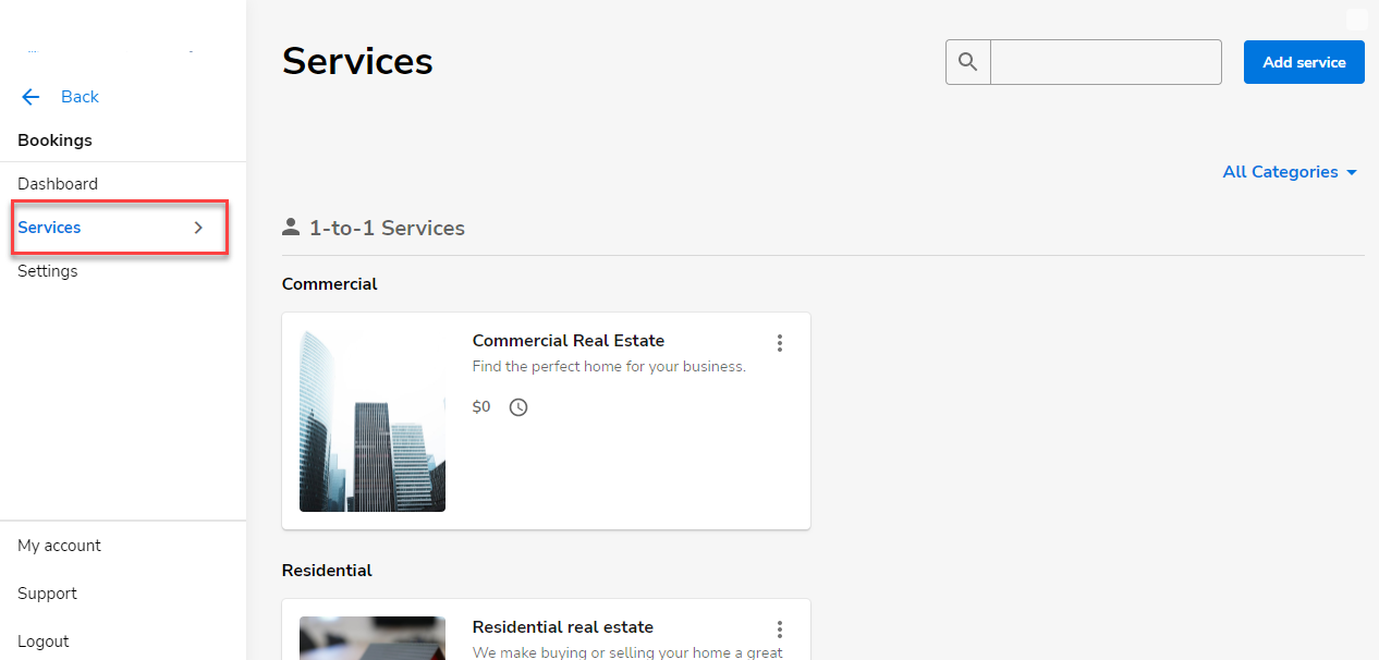 Select the Services tab