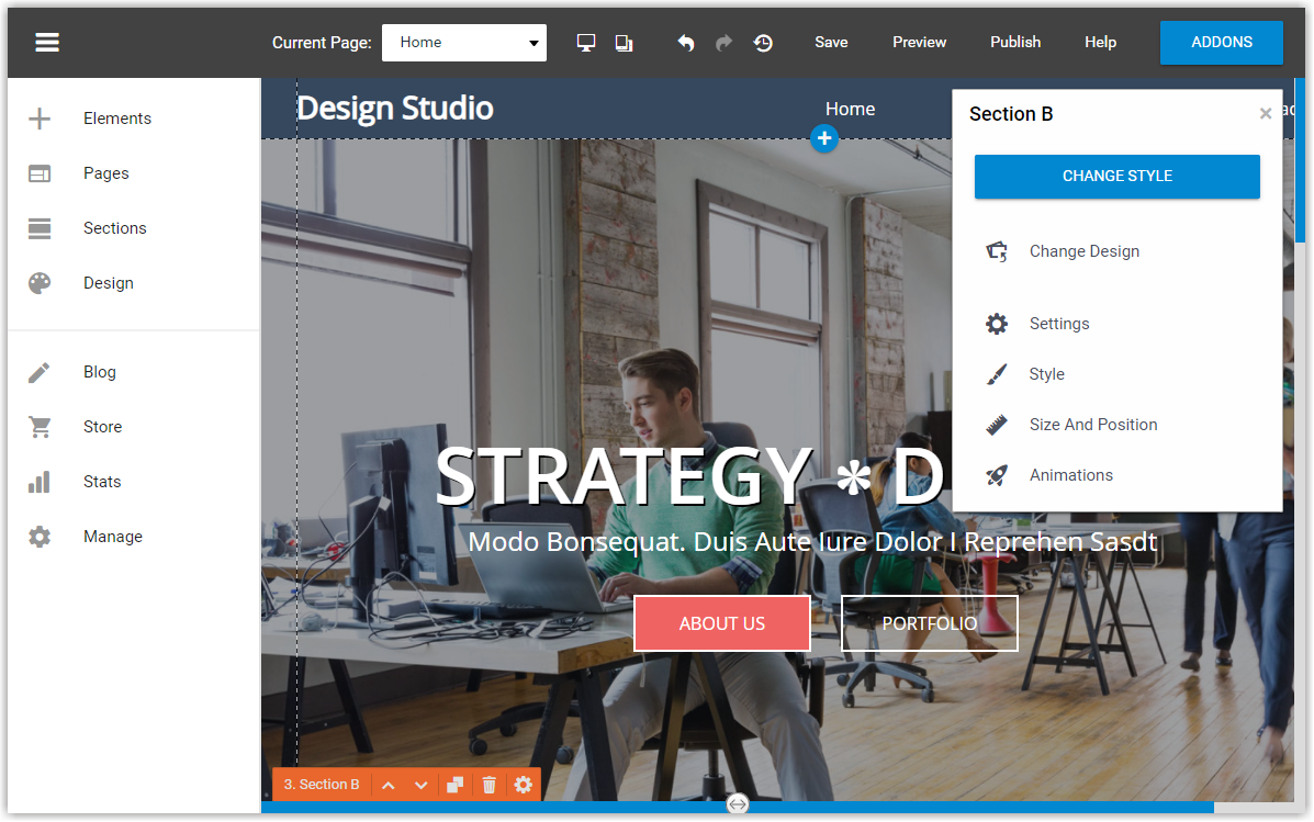 start within your website editor