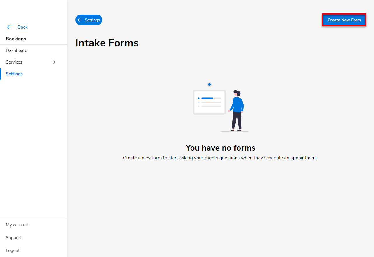Bookings - Create Intake Form
