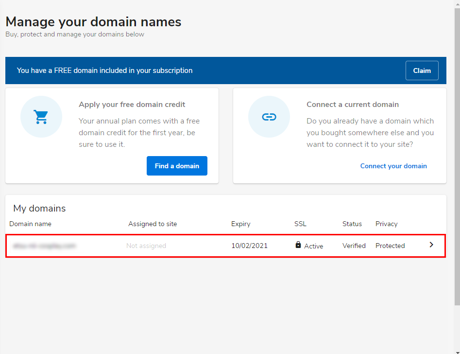 Select the Domains section