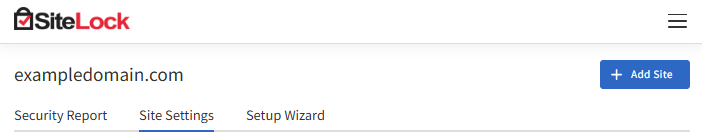 SiteLock Dashboard - Site Settings tab