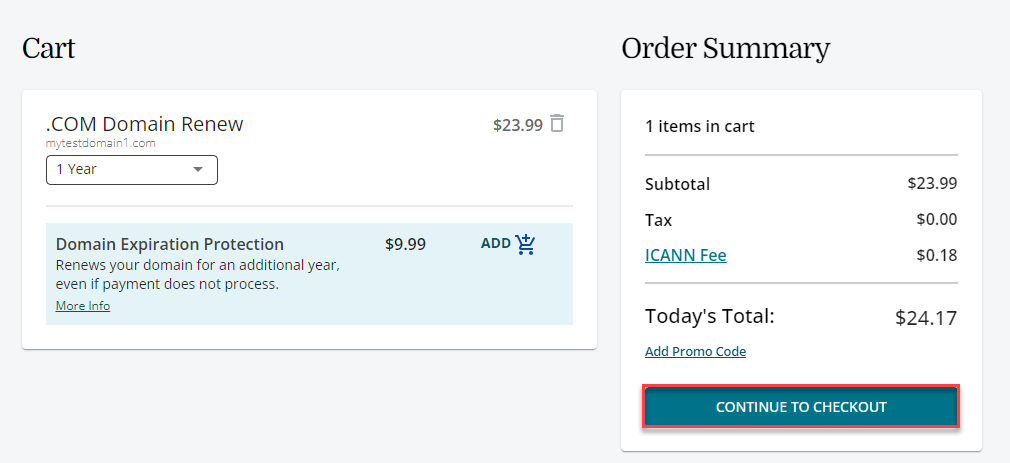 Checkout Domain order