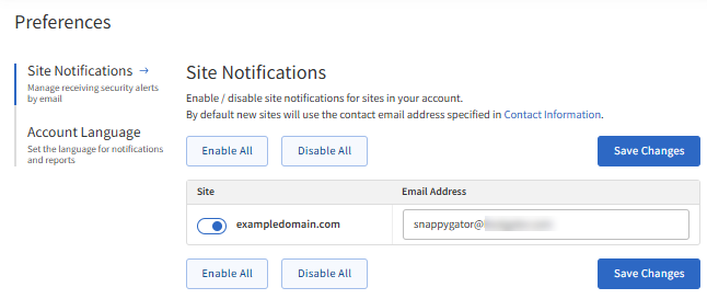 SiteLock Dashboard - Website toggle is ON