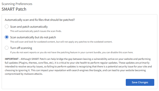 SMART PATCH configuration options