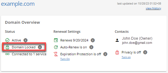 Domain Overview - Domain Locked