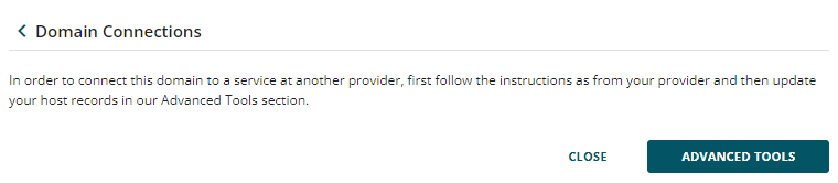 Connect hosting - Advanced Tools button