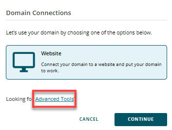 Connect website - Advanced Tools link