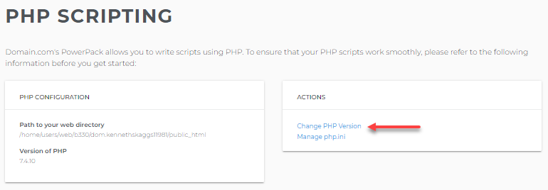 Change PHP Version