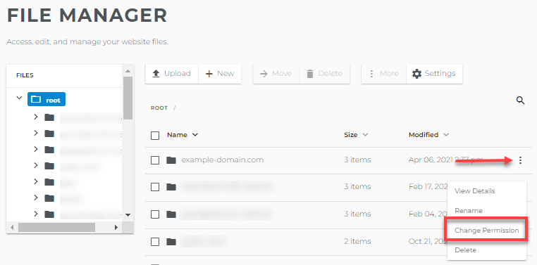Change permissions