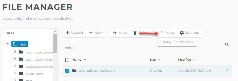 More - Change permissions