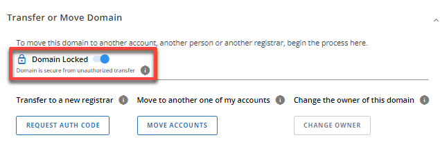 Transfer or Move Domain - Domain Locked