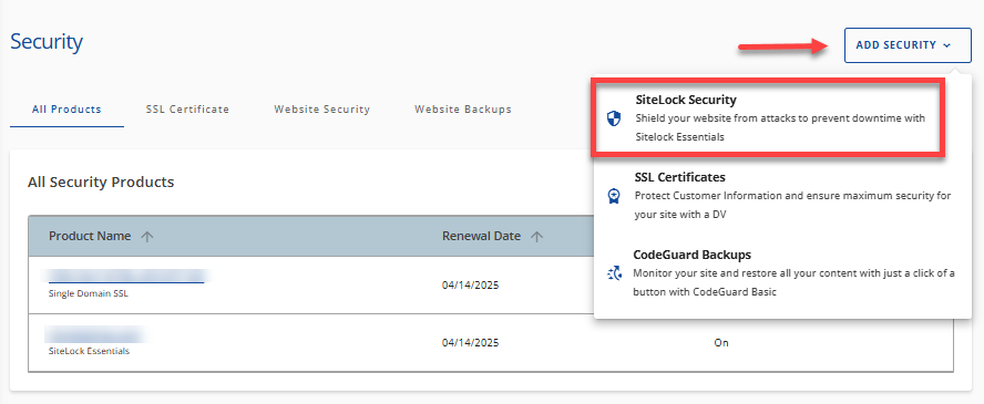 No Security Products yet - Add Security
