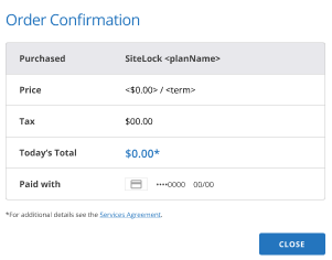 SiteLock - Order confirmation