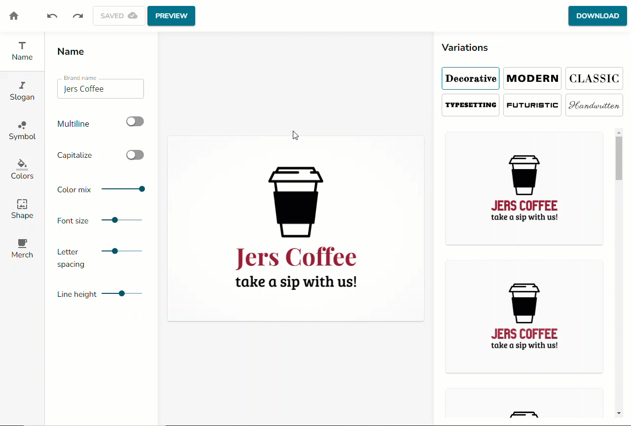 Create a Logo in LogoBuilder - Image showing LogoBuilder Preview