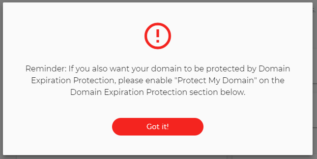 Enable Protect My Domain