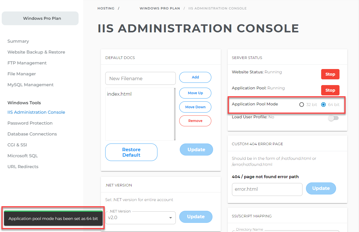 Application Pool Mode Server Status changes