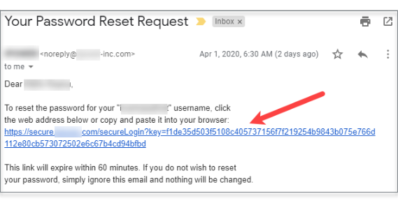 Password Request Reset email