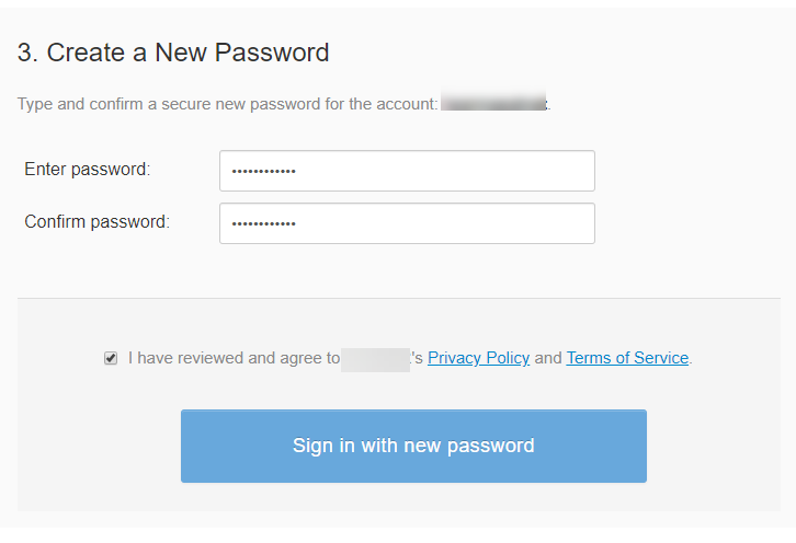 Sign in with new password