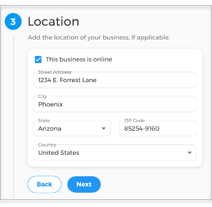 Add your business location