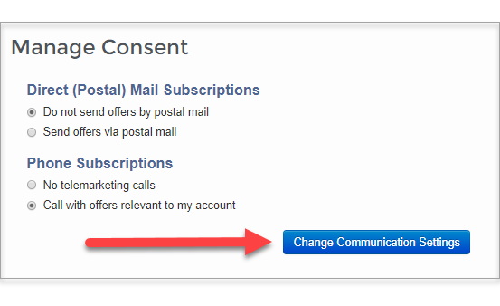 Change communication settings button