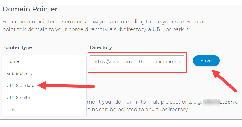 Place your full URL for URL Standard