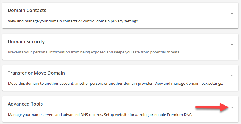 Advanced Tools dropdown option