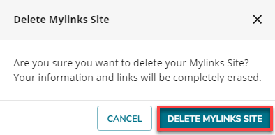 Marketing - MyLinks Confirm Deletion