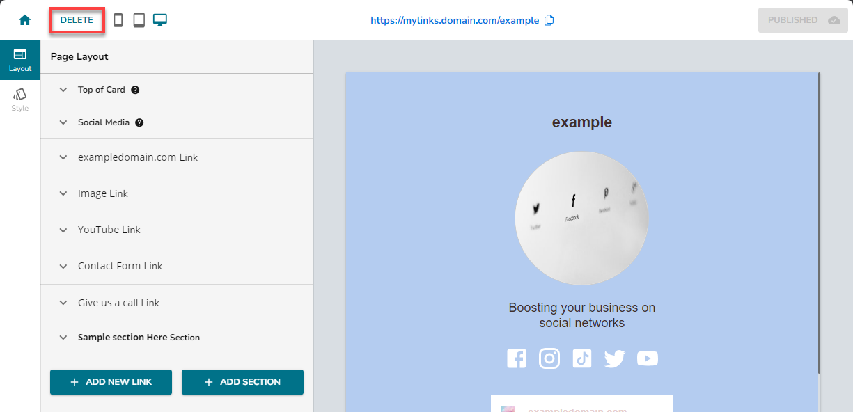 Marketing - MyLinks Delete
