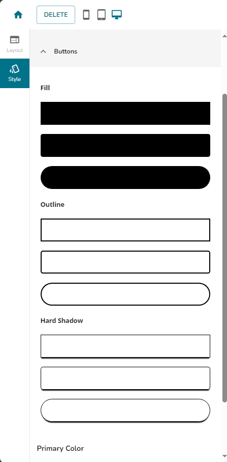 Marketing - MyLinks Edit Mylinks Style Section - Buttons