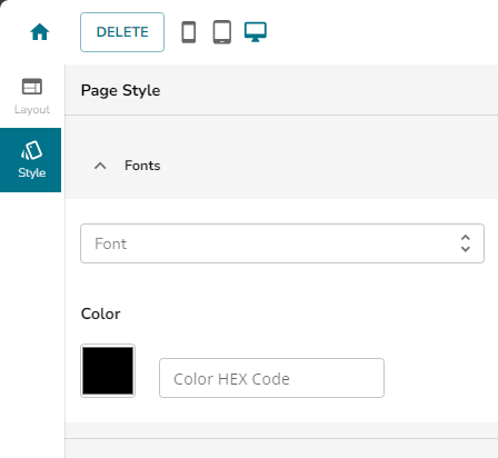 Marketing - MyLinks Edit Mylinks Style Section - Font