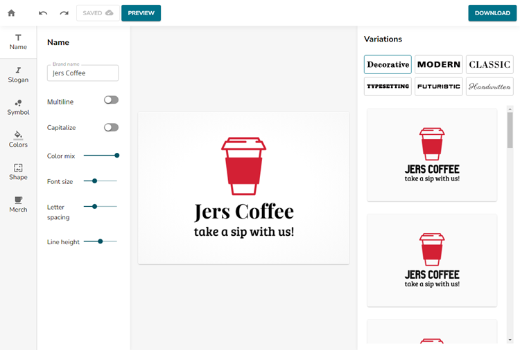 Create a Logo in LogoBuilder - Image showing LogoBuilder Editor