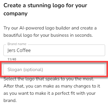 Create a Logo in LogoBuilder - Slogan field