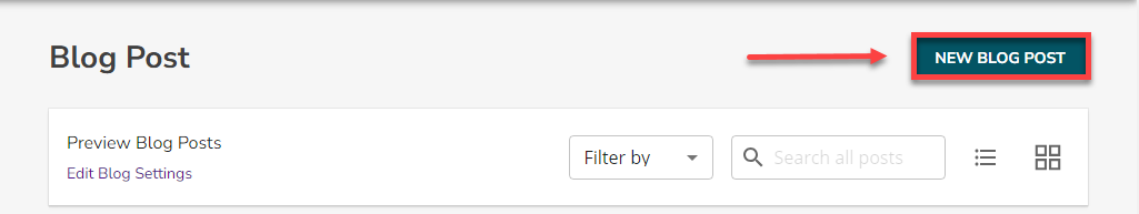 New Blog Post button
