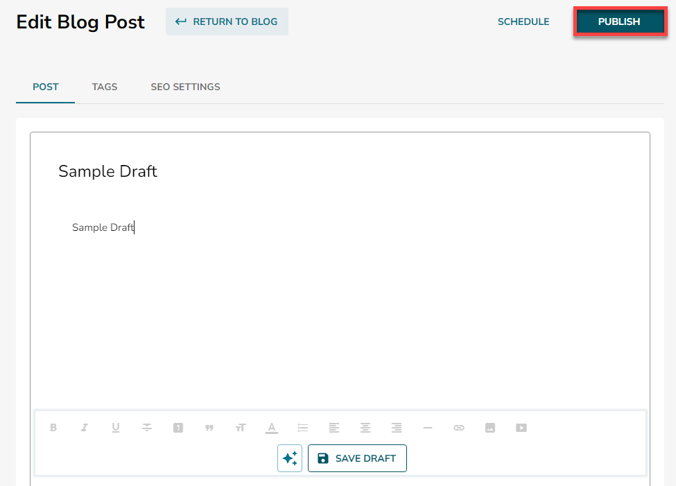 Publish button