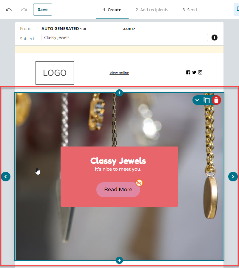 Create Email Campaign Edit Template Email Section