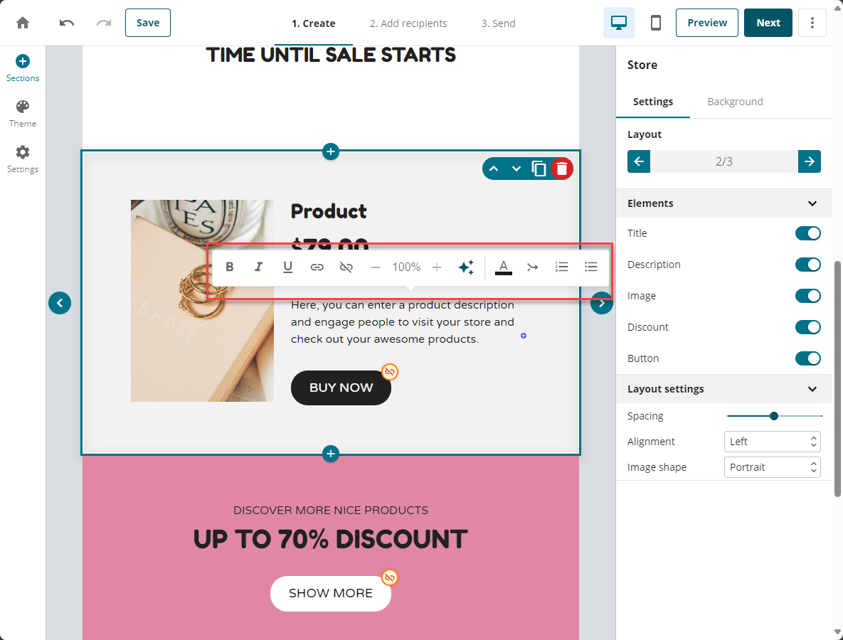 Create Email Campaign Edit Template Email Text