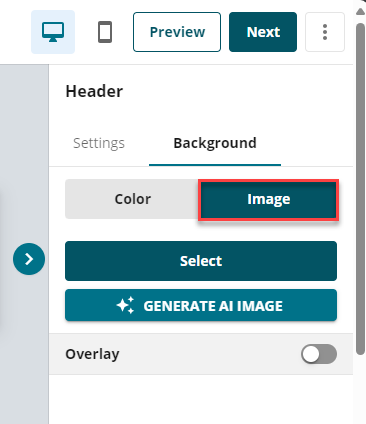 Create Email Campaign Edit Template Right Menu Background Image