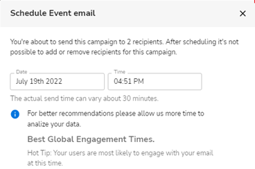 Create Email Campaign - Schedule Edit Date