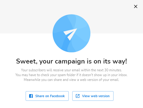 Create Email Campaign - Send Now Sent