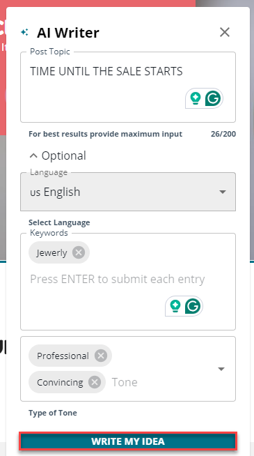 Create Email Campaign - Utilize AI Write Idea