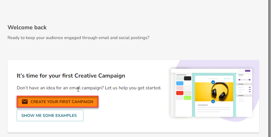 Email Marketing - CREATE YOUR FIRST CAMPAIGN button